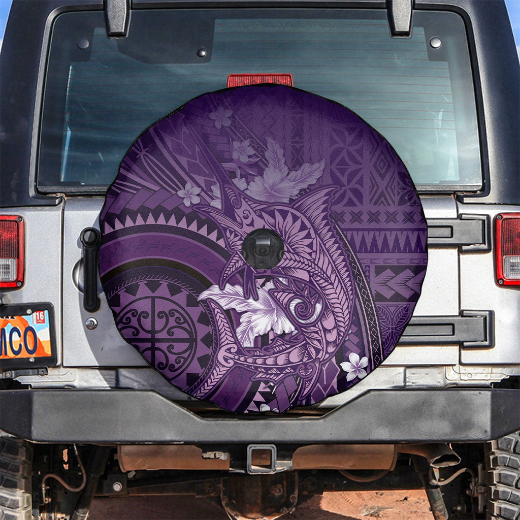 Samoa Tatau Marlin Spare Tire Cover With Siapo Motifs Violet
