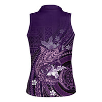 Samoa Tatau Marlin Women Sleeveless Polo Shirt With Siapo Motifs Violet