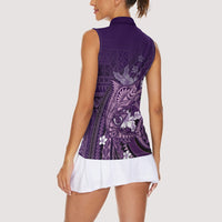 Samoa Tatau Marlin Women Sleeveless Polo Shirt With Siapo Motifs Violet