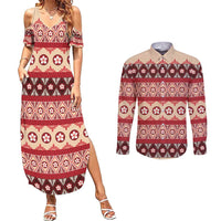 Tonga Language Week Couples Matching Summer Maxi Dress and Long Sleeve Button Shirt Lea Faka-Tonga Everyday - Polynesian Pride