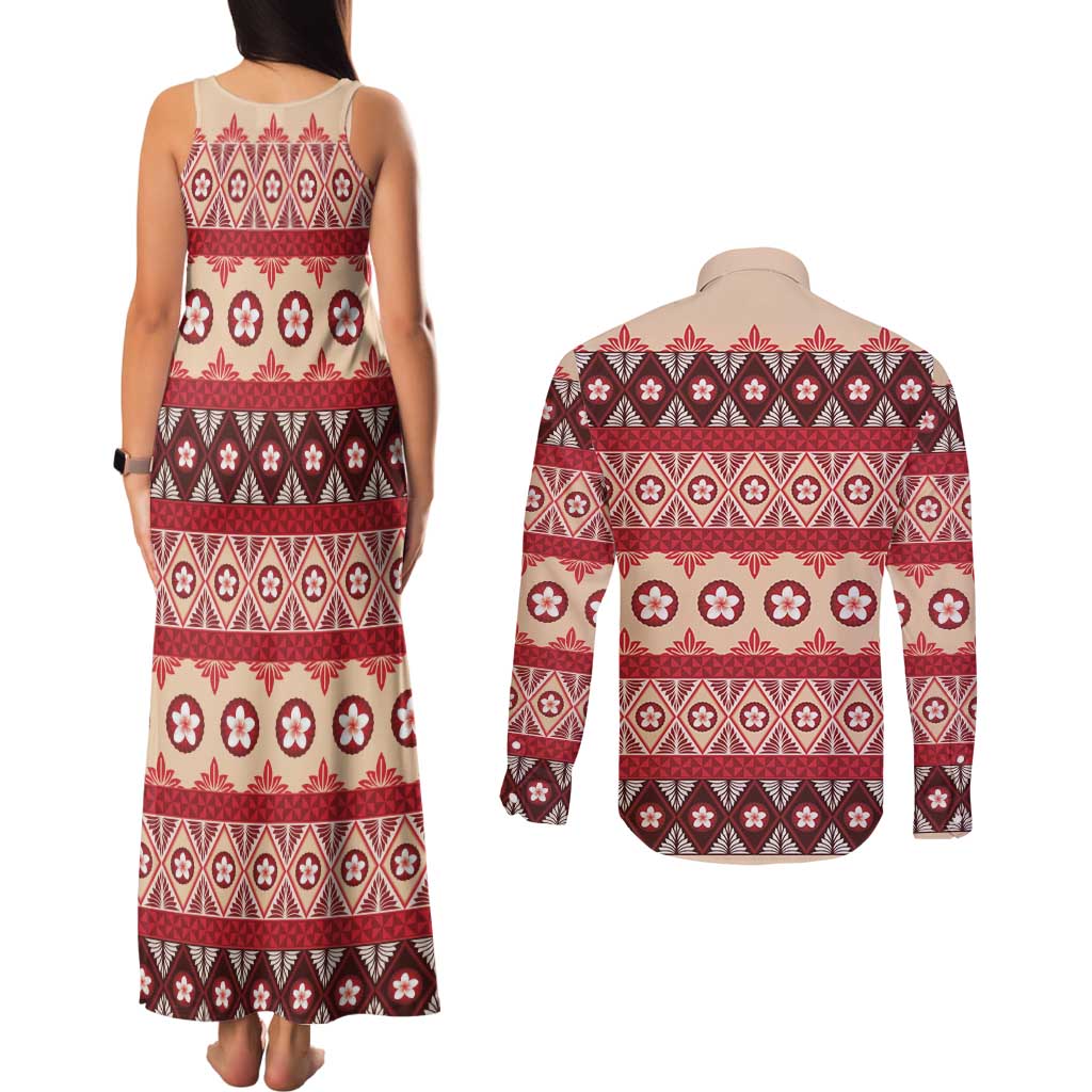 Tonga Language Week Couples Matching Tank Maxi Dress and Long Sleeve Button Shirt Lea Faka-Tonga Everyday - Polynesian Pride