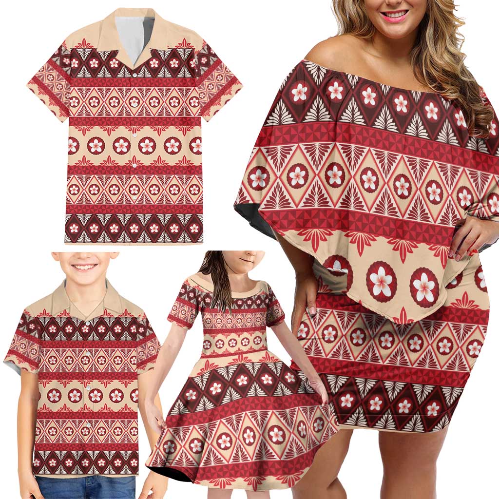 Tonga Language Week Family Matching Off Shoulder Short Dress and Hawaiian Shirt Lea Faka-Tonga Everyday - Polynesian Pride