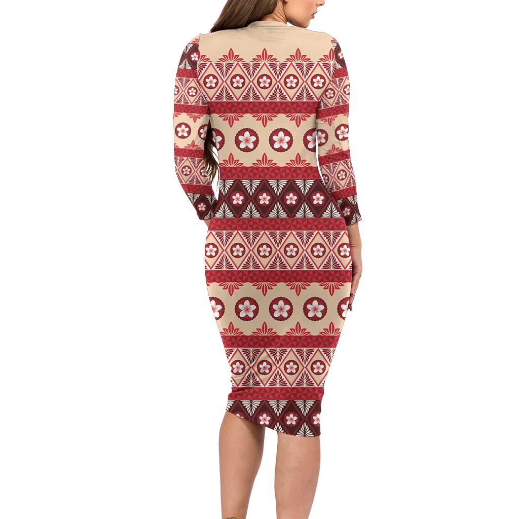 Tonga Language Week Long Sleeve Bodycon Dress Lea Faka-Tonga Everyday - Polynesian Pride