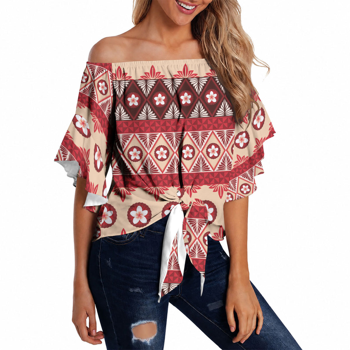 Tonga Language Week Off Shoulder Wrap Waist Top Lea Faka-Tonga Everyday LT05 - Polynesian Pride