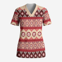 Tonga Language Week Scrub Top Lea Faka-Tonga Everyday LT05 Adult Beige - Polynesian Pride