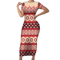 Tonga Language Week Short Sleeve Bodycon Dress Lea Faka-Tonga Everyday - Polynesian Pride