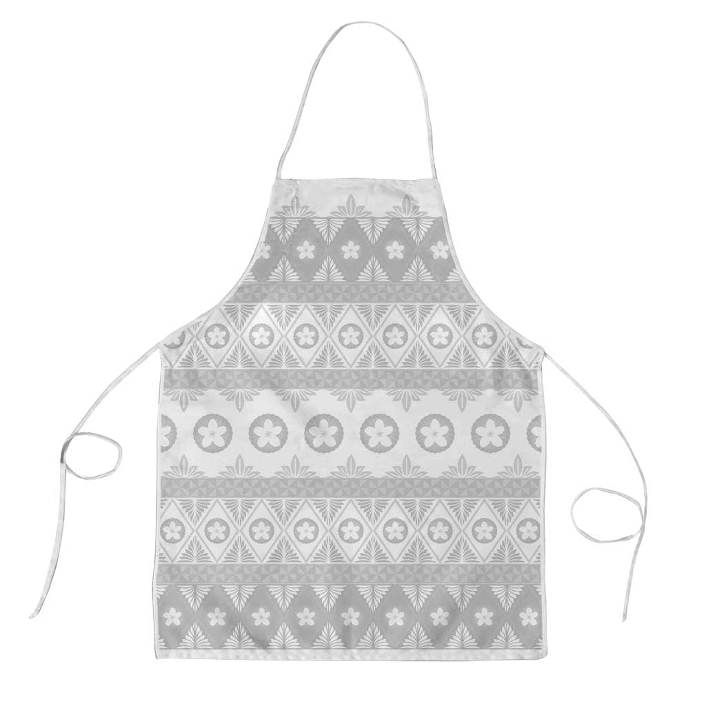 Tonga White Sunday Apron Tongan Ngatu Siale Pattern LT05 White - Polynesian Pride