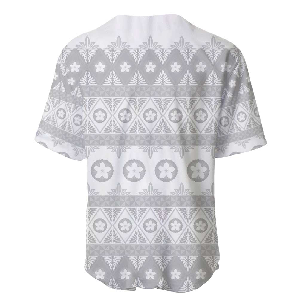 Tonga White Sunday Baseball Jersey Tongan Ngatu Siale Pattern - Polynesian Pride