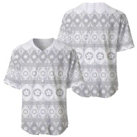 Tonga White Sunday Baseball Jersey Tongan Ngatu Siale Pattern - Polynesian Pride