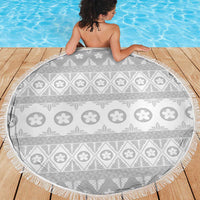 Tonga White Sunday Beach Blanket Tongan Ngatu Siale Pattern - Polynesian Pride