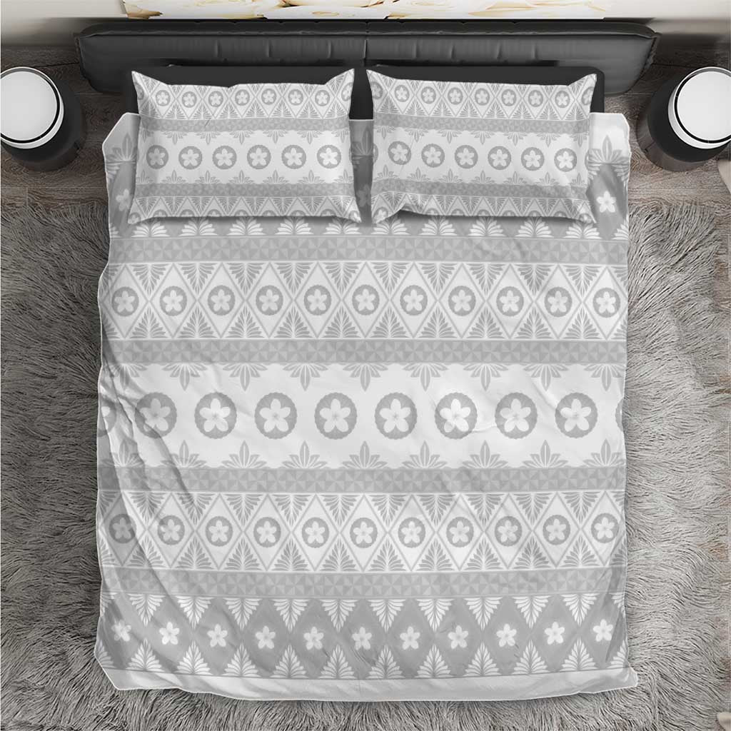 Tonga White Sunday Bedding Set Tongan Ngatu Siale Pattern - Polynesian Pride