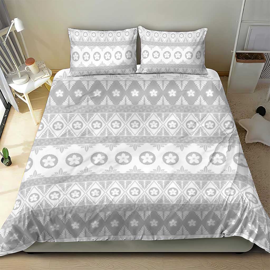 Tonga White Sunday Bedding Set Tongan Ngatu Siale Pattern - Polynesian Pride