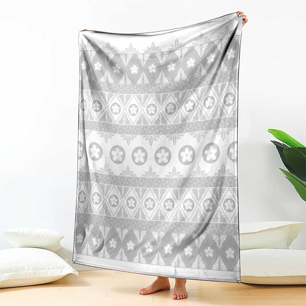Tonga White Sunday Blanket Tongan Ngatu Siale Pattern - Polynesian Pride