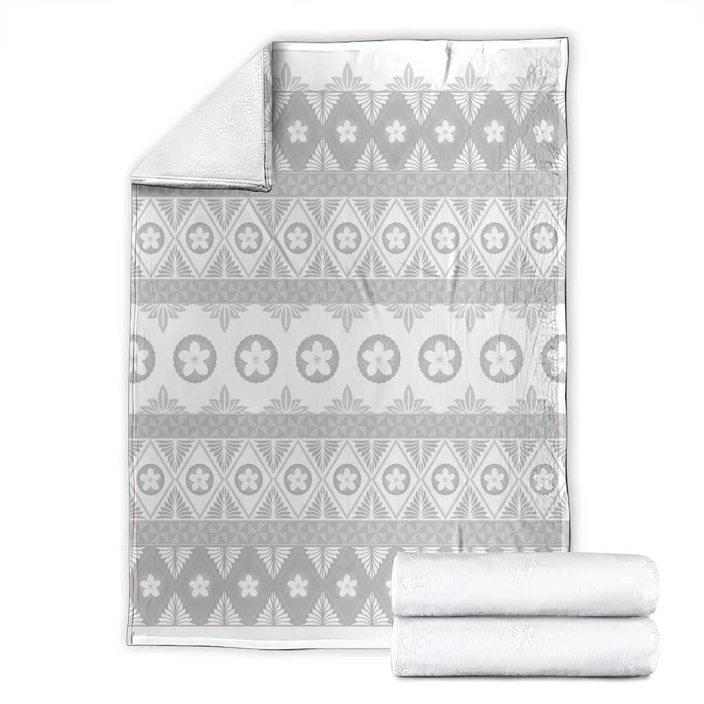 Tonga White Sunday Blanket Tongan Ngatu Siale Pattern - Polynesian Pride