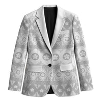 Tonga White Sunday Blazer Tongan Ngatu Siale Pattern - Polynesian Pride