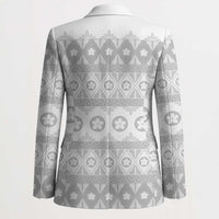 Tonga White Sunday Blazer Tongan Ngatu Siale Pattern - Polynesian Pride