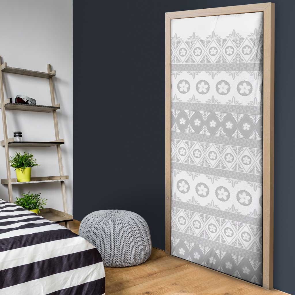 Tonga White Sunday Door Cover Tongan Ngatu Siale Pattern - Polynesian Pride