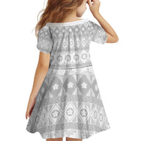 Tonga White Sunday Family Matching Long Sleeve Bodycon Dress and Hawaiian Shirt Tongan Ngatu Siale Pattern - Polynesian Pride