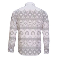 Tonga White Sunday Family Matching Off Shoulder Maxi Dress and Hawaiian Shirt Tongan Ngatu Siale Pattern - Polynesian Pride