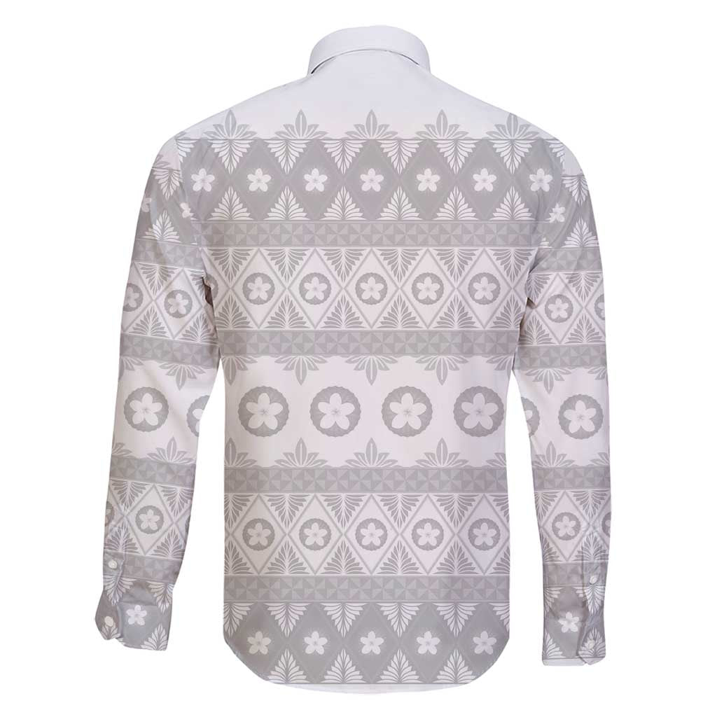 Tonga White Sunday Family Matching Off Shoulder Short Dress and Hawaiian Shirt Tongan Ngatu Siale Pattern - Polynesian Pride