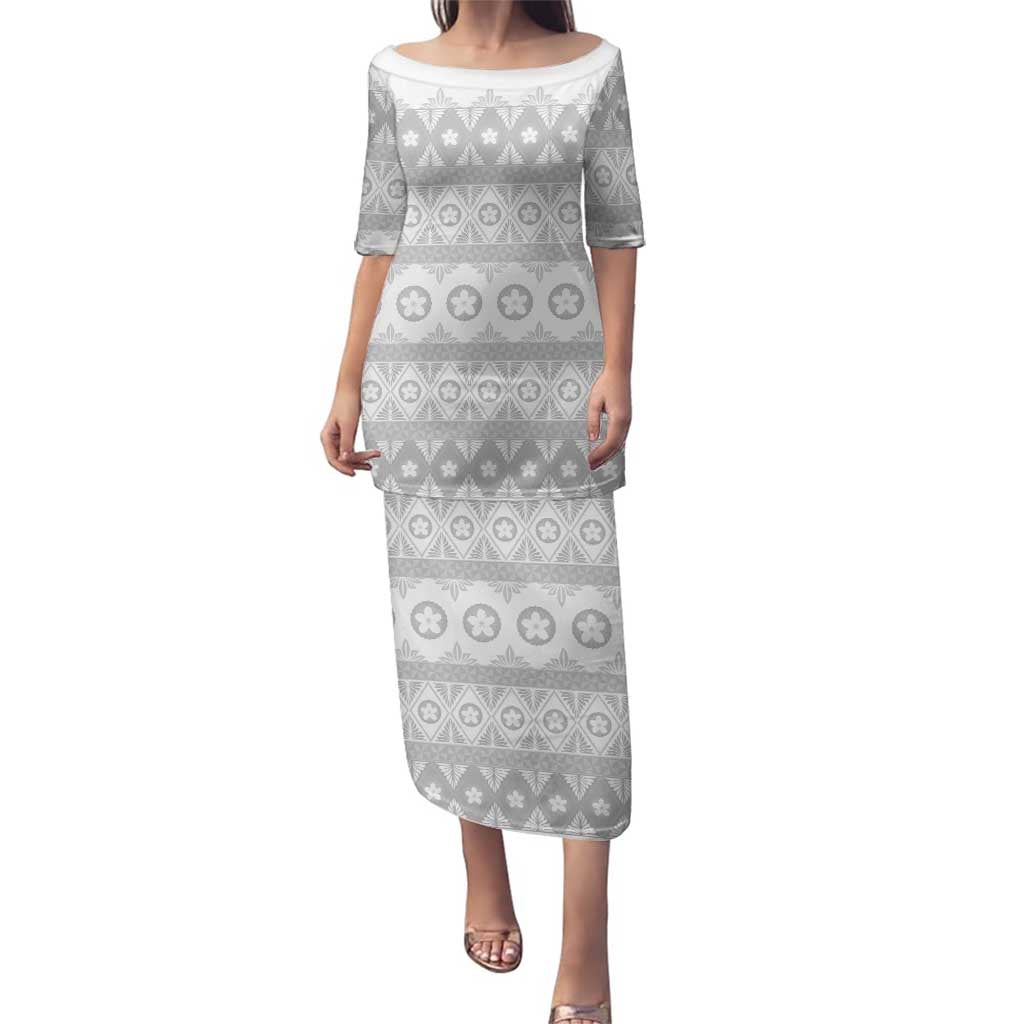 Tonga White Sunday Family Matching Puletasi and Hawaiian Shirt Tongan Ngatu Siale Pattern - Polynesian Pride