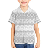 Tonga White Sunday Family Matching Puletasi and Hawaiian Shirt Tongan Ngatu Siale Pattern - Polynesian Pride