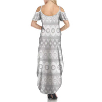 Tonga White Sunday Family Matching Summer Maxi Dress and Hawaiian Shirt Tongan Ngatu Siale Pattern - Polynesian Pride