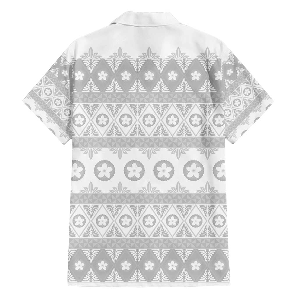 Tonga White Sunday Family Matching Tank Maxi Dress and Hawaiian Shirt Tongan Ngatu Siale Pattern - Polynesian Pride