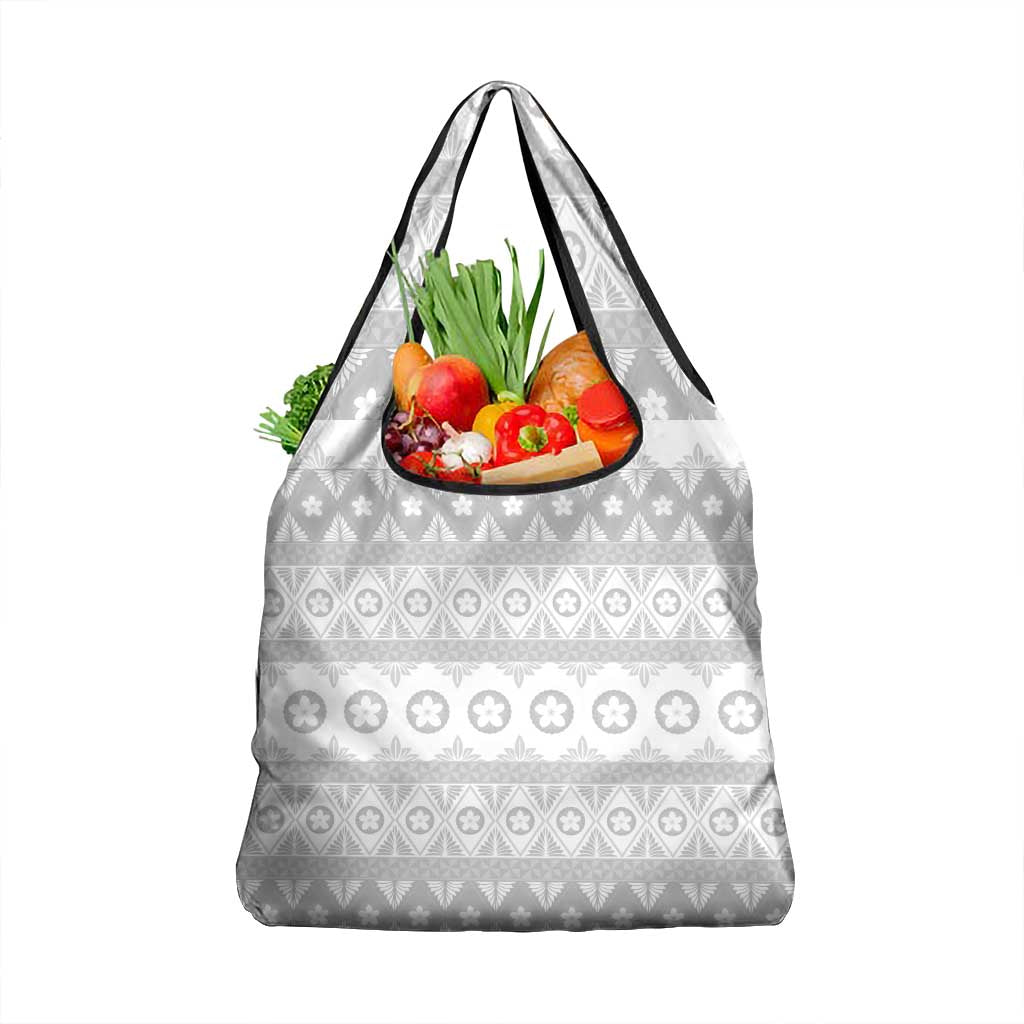 Tonga White Sunday Grocery Bag Tongan Ngatu Siale Pattern - Polynesian Pride