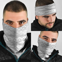 Tonga White Sunday Neck Gaiter Tongan Ngatu Siale Pattern - Polynesian Pride