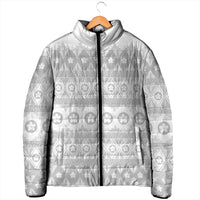 Tonga White Sunday Padded Jacket Tongan Ngatu Siale Pattern LT05 - Polynesian Pride