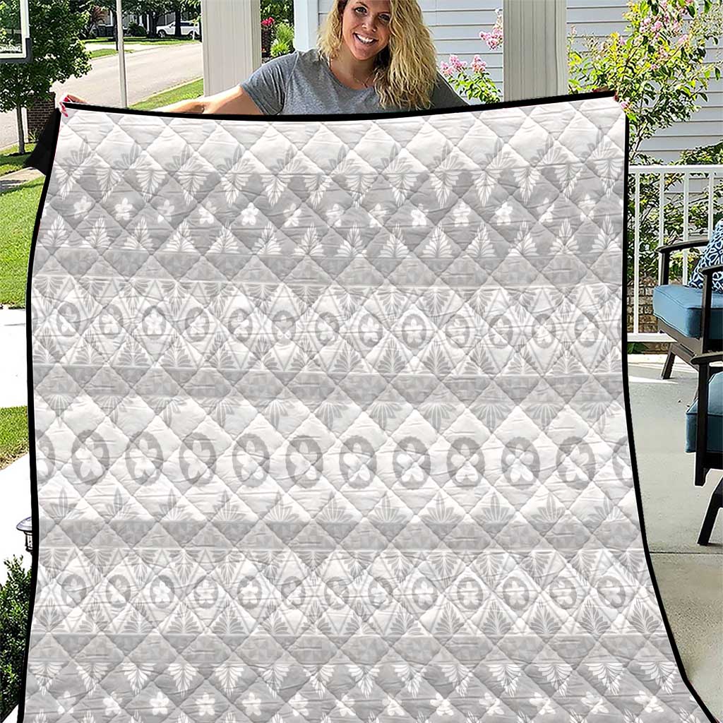 Tonga White Sunday Quilt Tongan Ngatu Siale Pattern - Polynesian Pride