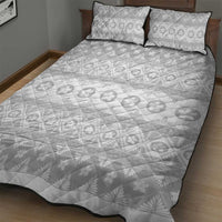 Tonga White Sunday Quilt Bed Set Tongan Ngatu Siale Pattern - Polynesian Pride