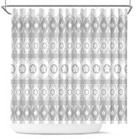 Tonga White Sunday Shower Curtain Tongan Ngatu Siale Pattern - Polynesian Pride
