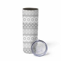 Tonga White Sunday Skinny Tumbler Tongan Ngatu Siale Pattern LT05 - Polynesian Pride