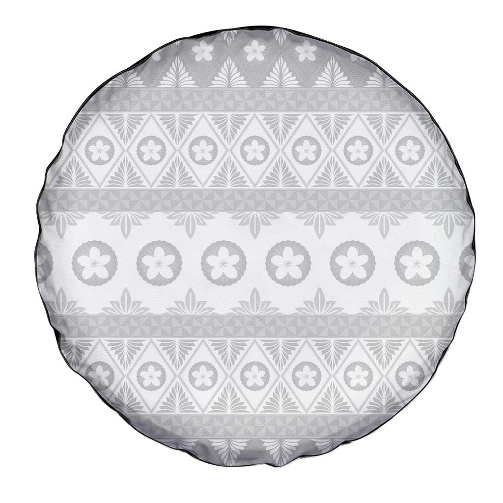 Tonga White Sunday Spare Tire Cover Tongan Ngatu Siale Pattern - Polynesian Pride