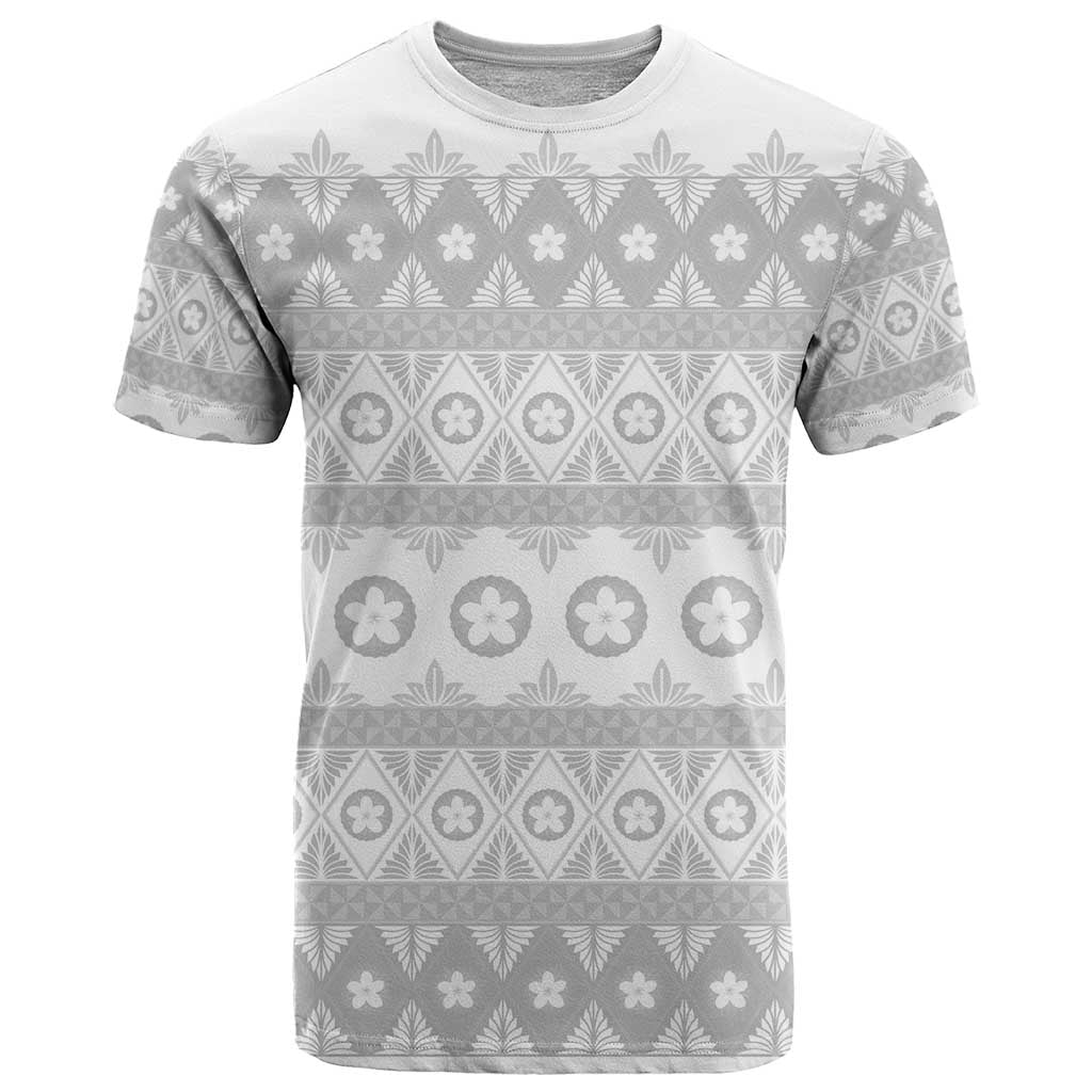 Tonga White Sunday T Shirt Tongan Ngatu Siale Pattern - Polynesian Pride