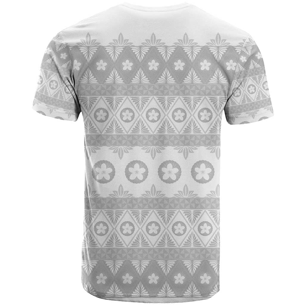 Tonga White Sunday T Shirt Tongan Ngatu Siale Pattern - Polynesian Pride