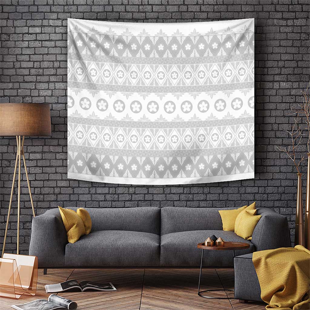Tonga White Sunday Tapestry Tongan Ngatu Siale Pattern - Polynesian Pride