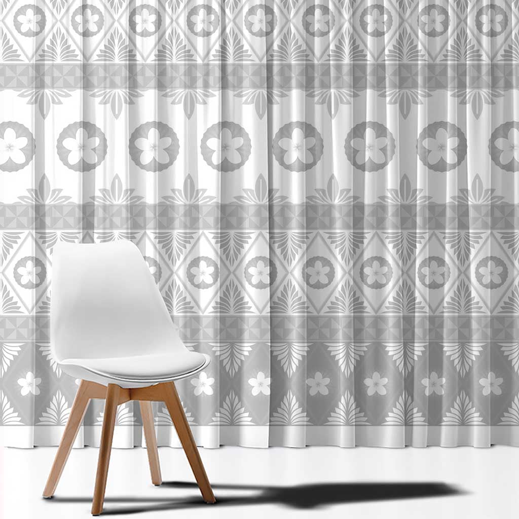 Tonga White Sunday Window Curtain Tongan Ngatu Siale Pattern - Polynesian Pride