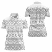 Tonga White Sunday Women Polo Shirt Tongan Ngatu Siale Pattern - Polynesian Pride