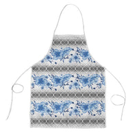 Samoa White Sunday Apron Samoan Tapa Blue Hibiscus LT05 Blue - Polynesian Pride