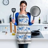 Samoa White Sunday Apron Samoan Tapa Blue Hibiscus LT05 - Polynesian Pride