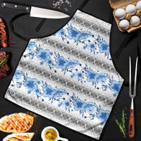 Samoa White Sunday Apron Samoan Tapa Blue Hibiscus LT05 Blue - Polynesian Pride