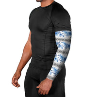 Samoa White Sunday Arm Sleeves Samoan Tapa Blue Hibiscus LT05 - Polynesian Pride