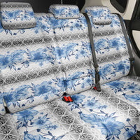 Samoa White Sunday Back Car Seat Cover Samoan Tapa Blue Hibiscus - Polynesian Pride