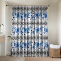 Samoa White Sunday Bathroom Set Samoan Tapa Blue Hibiscus - Polynesian Pride