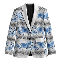 Samoa White Sunday Blazer Samoan Tapa Blue Hibiscus LT05 Unisex Blue - Polynesian Pride