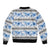 Samoa White Sunday Bomber Jacket Samoan Tapa Blue Hibiscus - Polynesian Pride