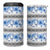 Samoa White Sunday 4 in 1 Can Cooler Tumbler Samoan Tapa Blue Hibiscus - Polynesian Pride